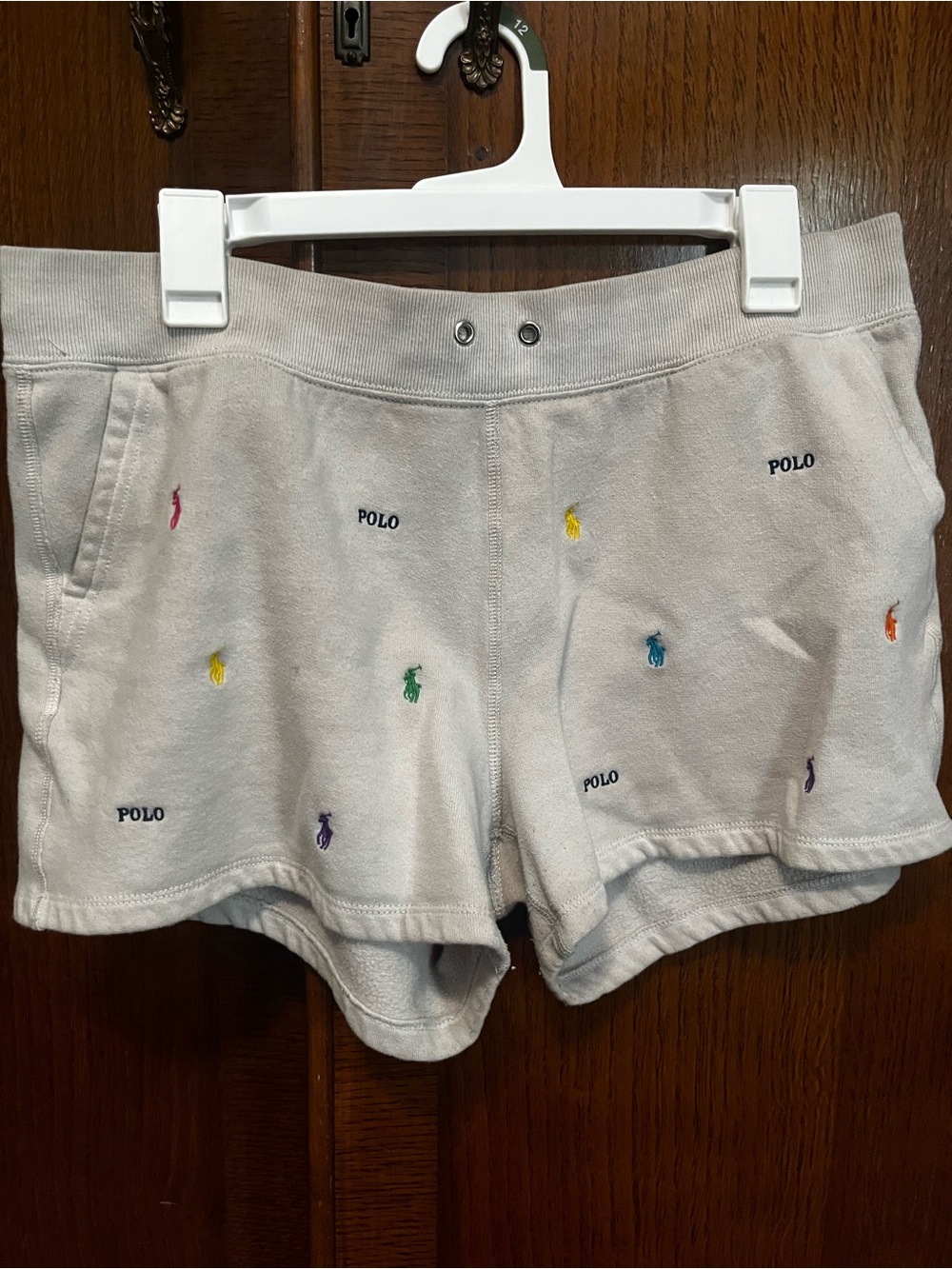 Polo by Ralph Lauren White Athletic Shorts with Multicolor Pony Embroidery